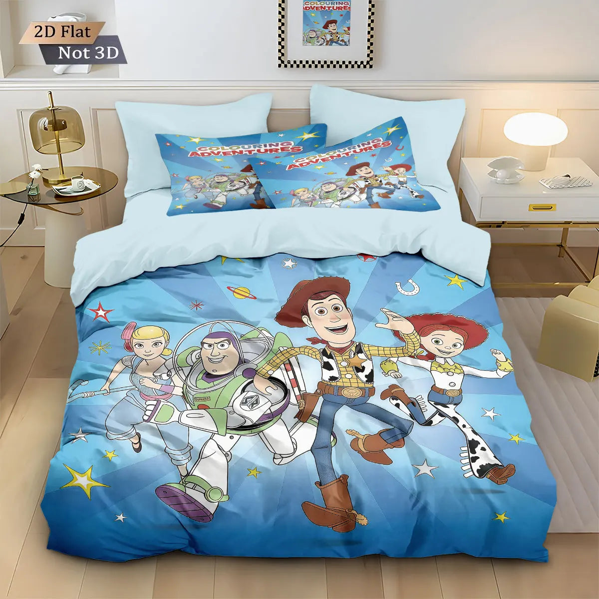 Story Animation Boy Quilt Cover Set 2-Piece, 3D Printed Bedding Set With Zipper and Pillowcases 75*50cm for Teens And Adults