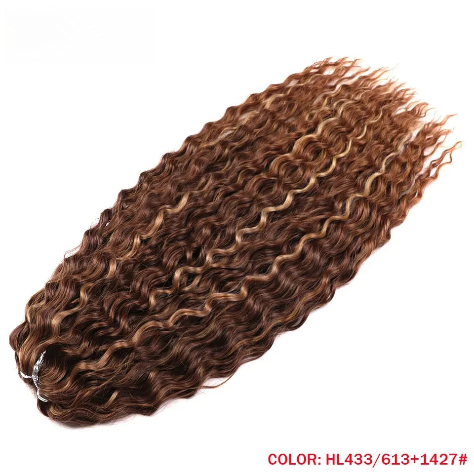 LOVE ME 22 Inch 300g/3pcs Ariel Curl Hair Water Wave Twist Crochet Hair Synthetic Ombre Rainbow Color Braiding Hair Extensions