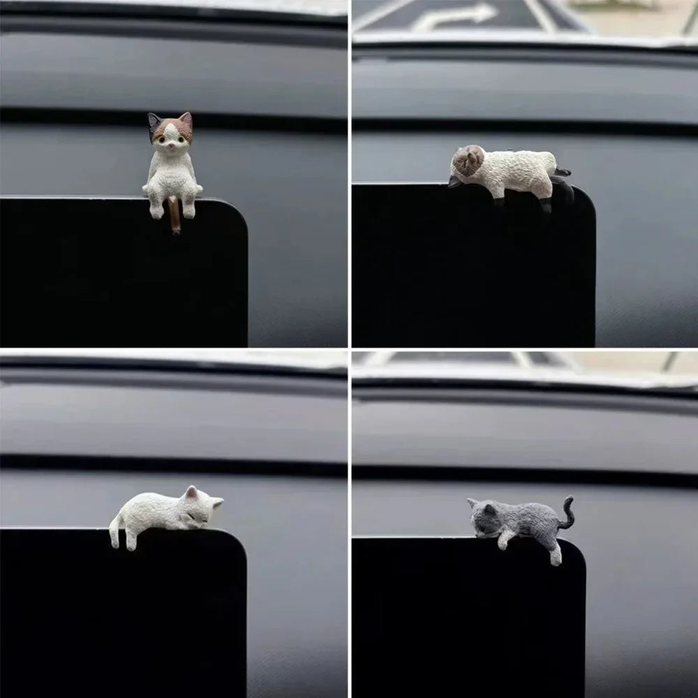 Funny Sleeping Cats Car Dashboard Ornament Adorable PVC Decoration For Car Interior Funny Dashboard Figurine Auto Accessories
