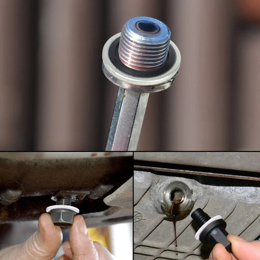 M12/M14 Replaceable Bolts Gasket Drain Plug Fitting Universal Self-Centering Galvanized Drain Gasket Metal Seal Auto Accessories