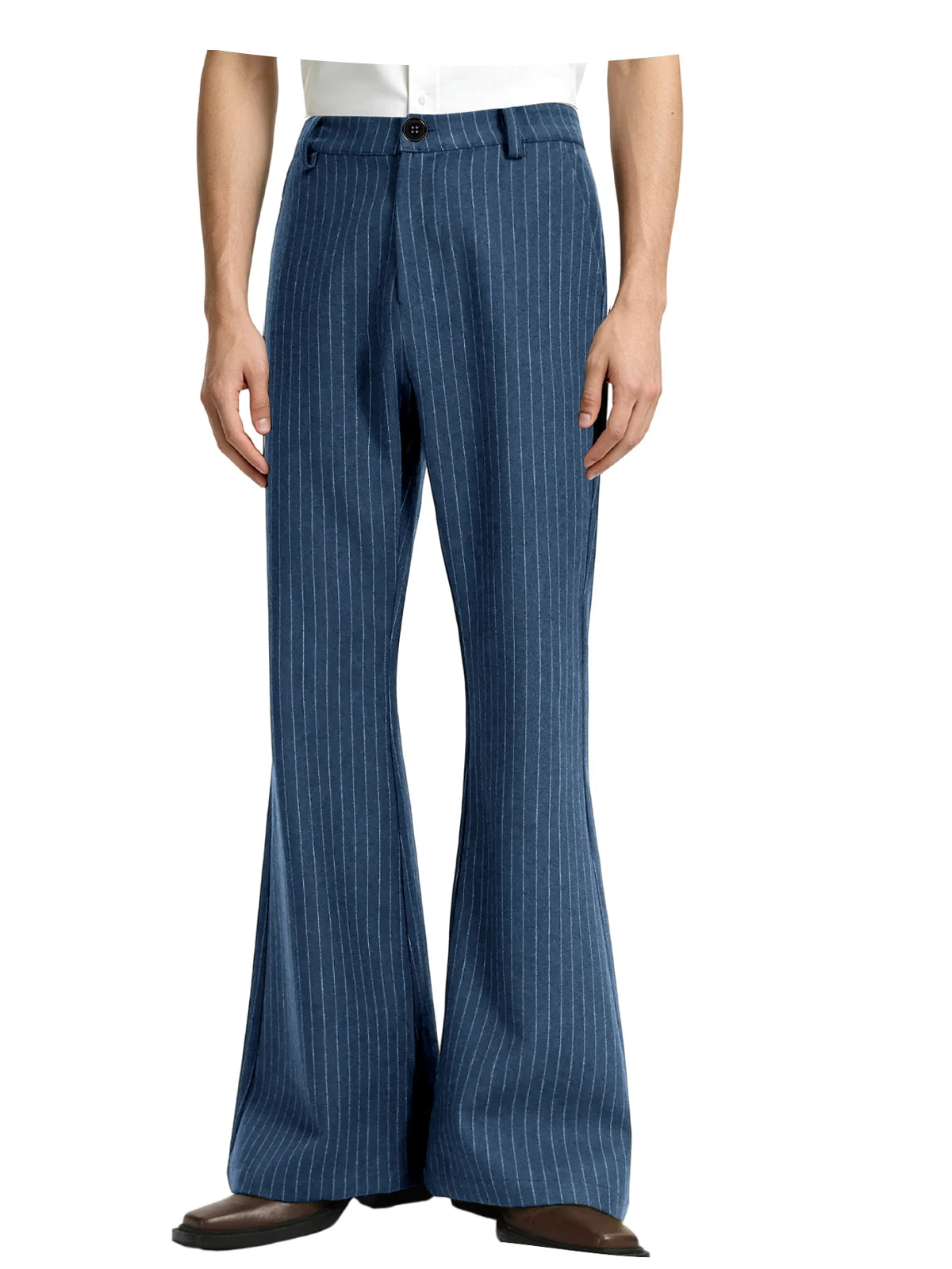 Men's Pinstripe Bell Bottom Pants High Waist Vintage Striped Flared Trousers 60s 70s Disco Outfits for Men Nightclub Party Dance