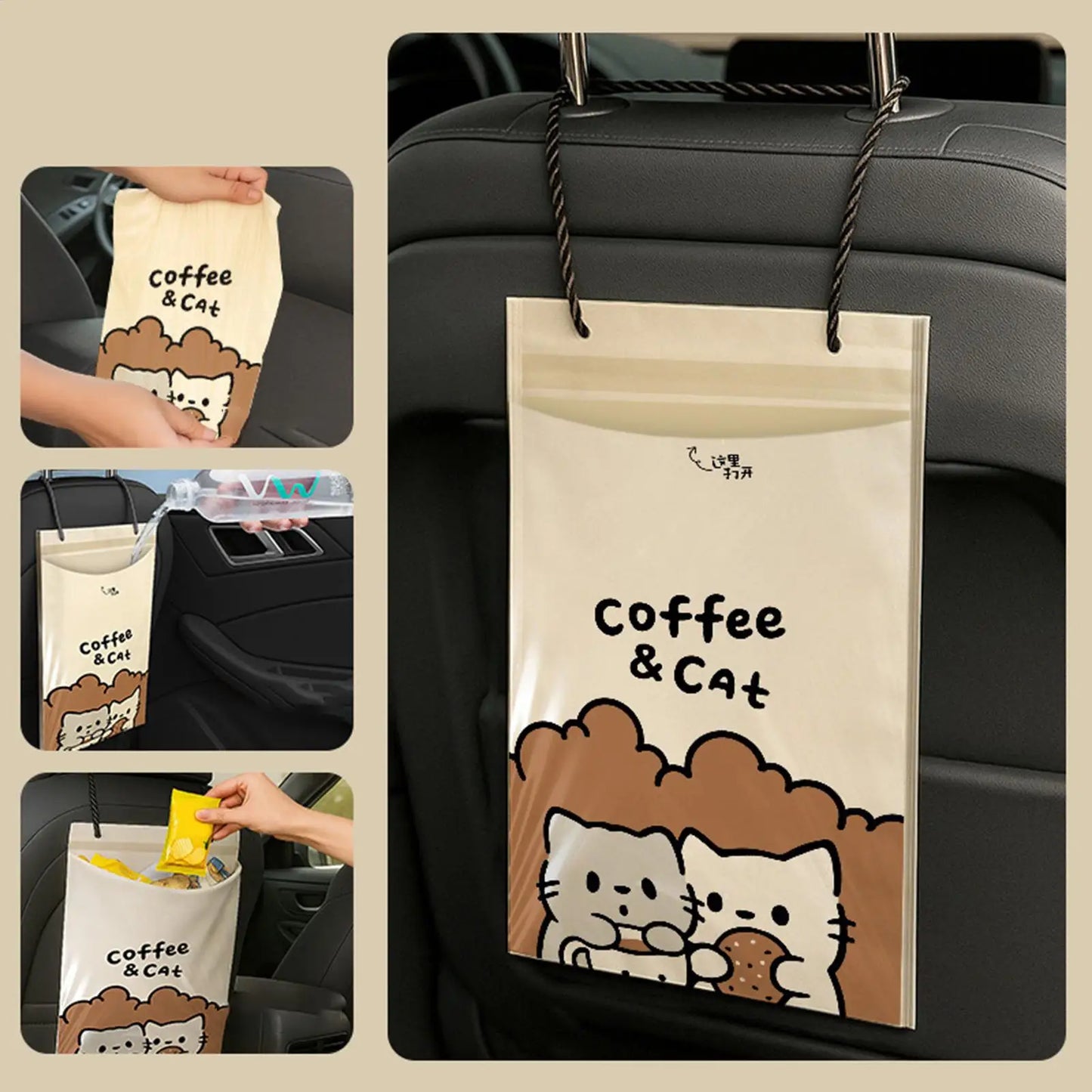 50Pcs Hanging Car Trash Bag Disposable  Car Hanging Trash Bag Portable Storage Case Portable Universal Vehicle Trash Bags