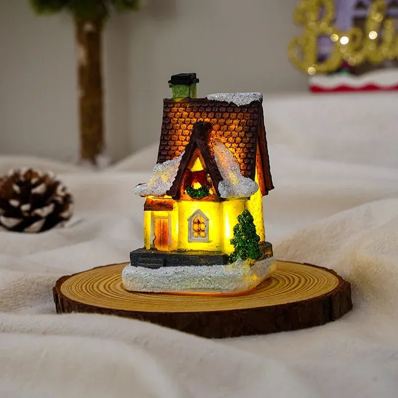 1~6pcs 2026 Christmas Ornaments LED Night Light Luminous Castle Snow House Sculpture Xmas Decoration for Home New Year Navidad