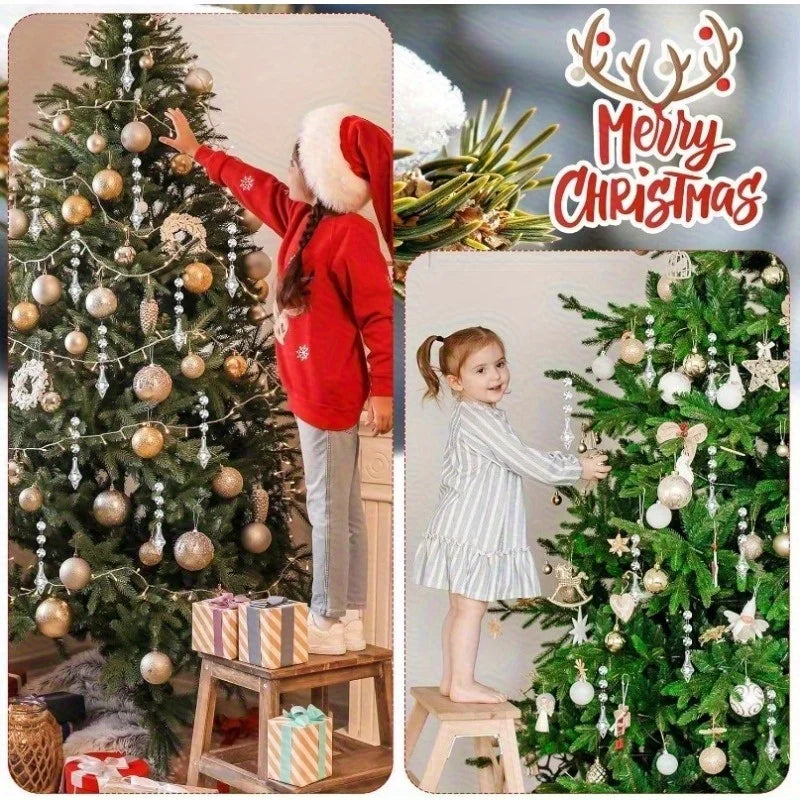 10PCS Snowflake Crystal Christmas Ornaments for Christmas Tree Decorations, Hanging Clear Acrylic Snowflake Ornaments