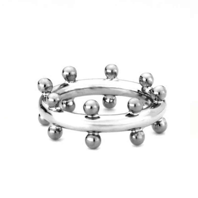 Punk Beads Finger Rings For Women PVD 18K Gold Plated Anti-fading Ring Simple Minimalist Fashion Jewelry OEM/ODM Supplier
