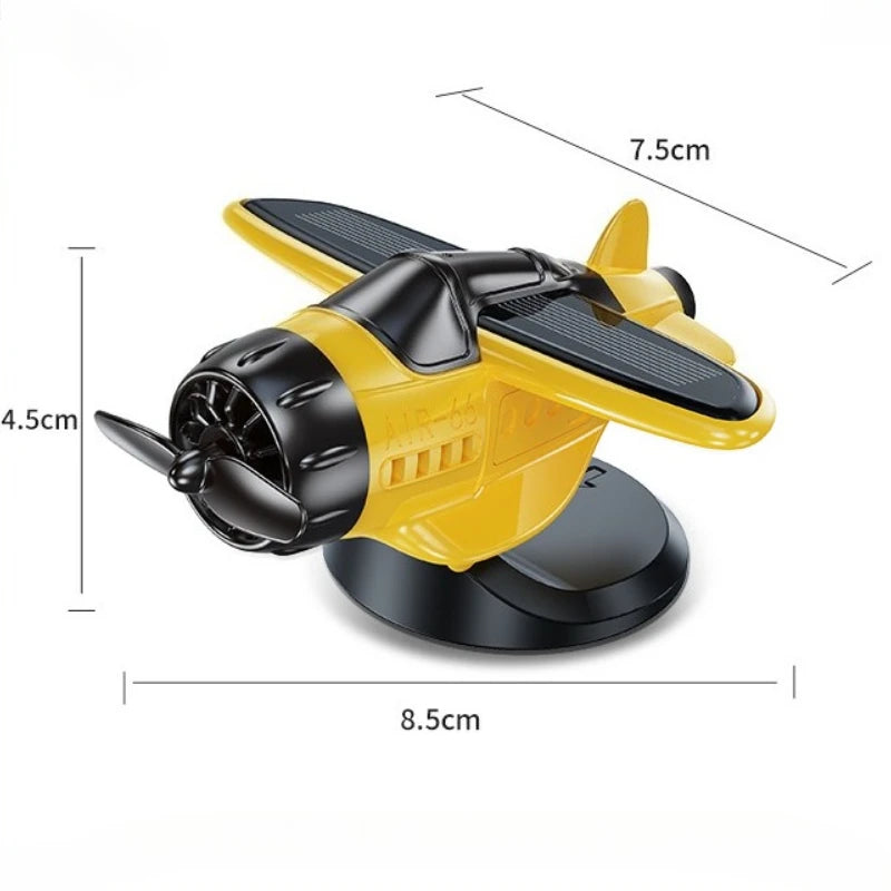 Solar-powered Airplane Ornament,360-degree Rotation, Car Dashboard Decoration,Kinetic Airplane Figurine,Car Interior Accessories