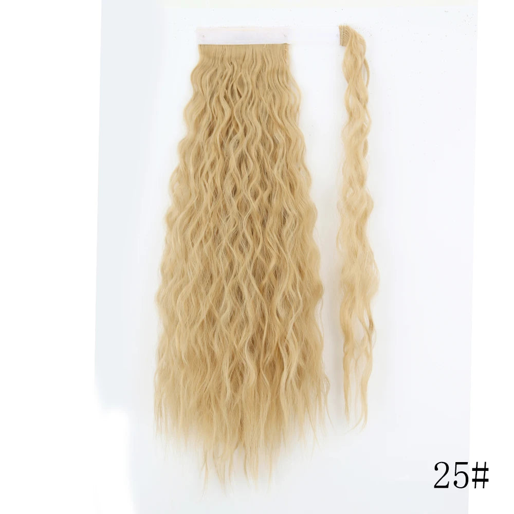 LISI GIRL Synthetic Hair 22''34'' Long Straight Ponytail Wrap Around Ponytail Clip in Hair Extensions Black Hairpiece Headwear