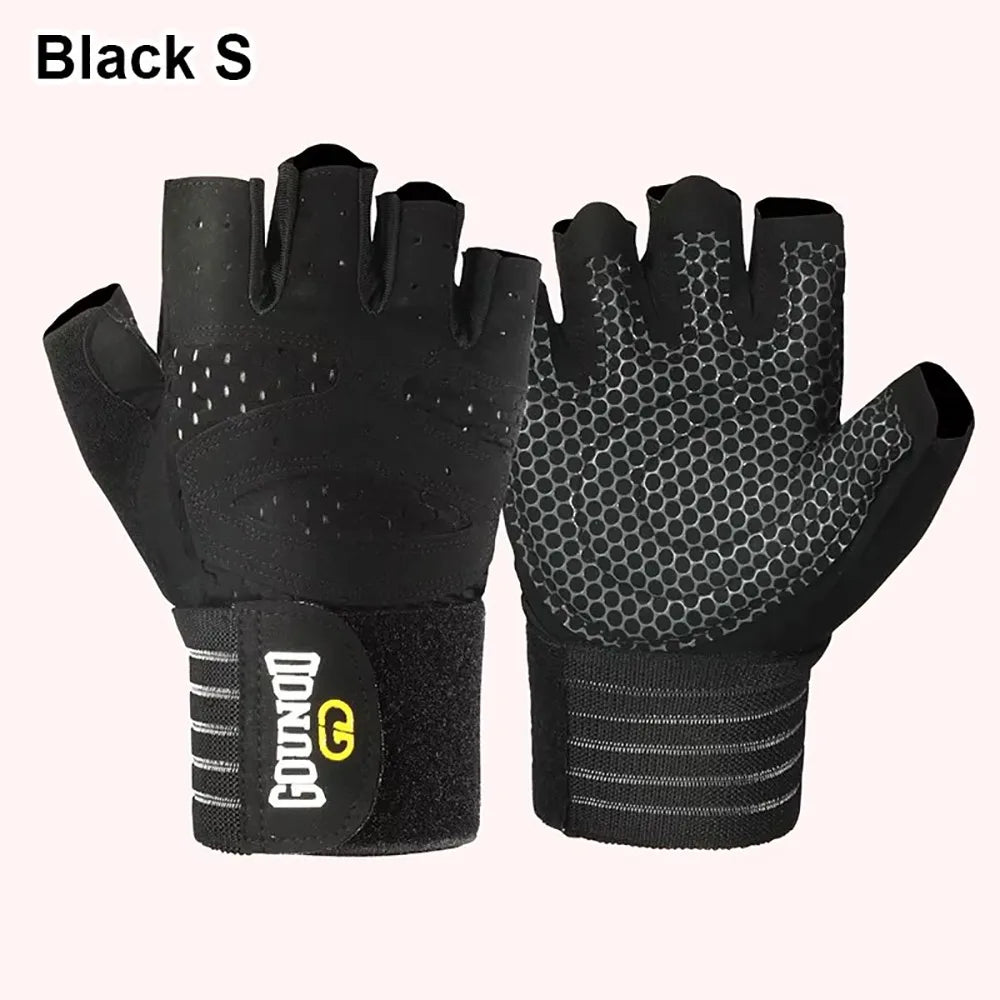 1Pair Half Finger Weight Lifting Glove Breathable Anti-Slip Weightlifting Gloves Bodybuilding Powerlifting Wristband Support