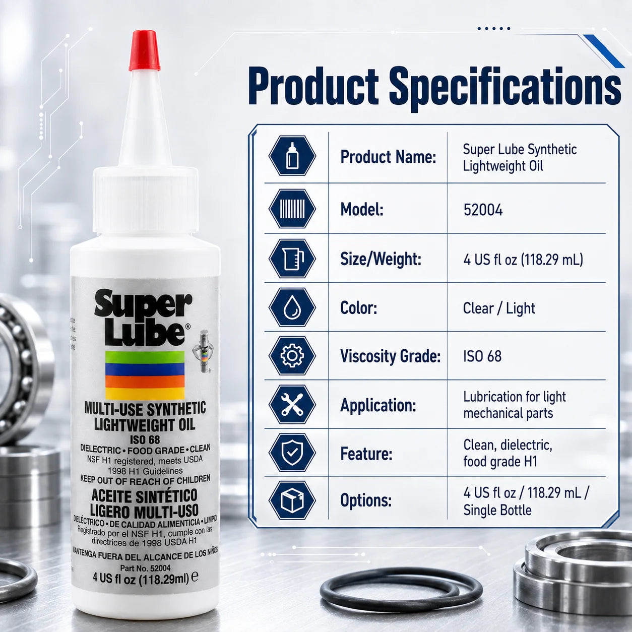 Super Lube 52004 Synthetic Lightweight Oil ISO 68 Multi-Purpose Food Grade Lubricant for 3D Printer Bearings Rails