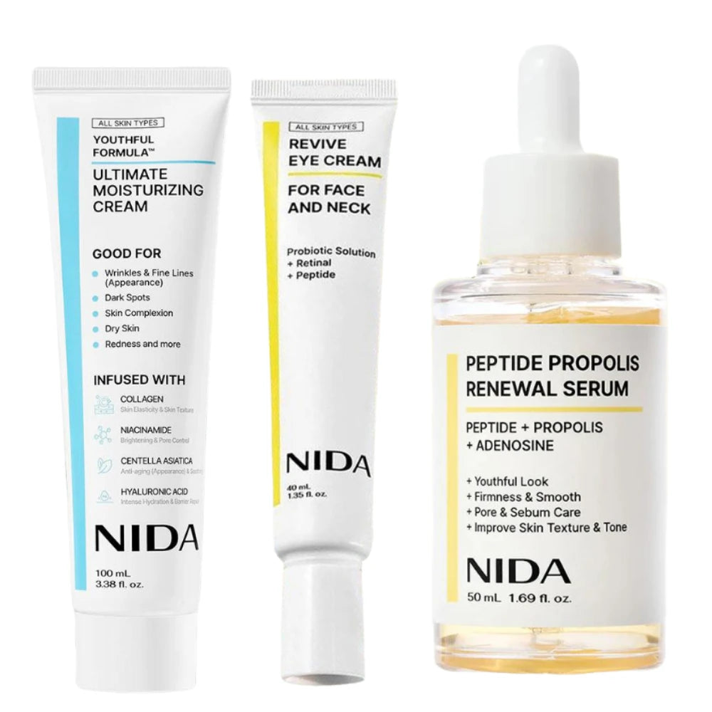Korea NIDA Skin Care - Retinol Probiotic Eye Cream, Ultimate Moisturizing Cream, Rejuvenation Facial Serum, Skin Barrier Repair
