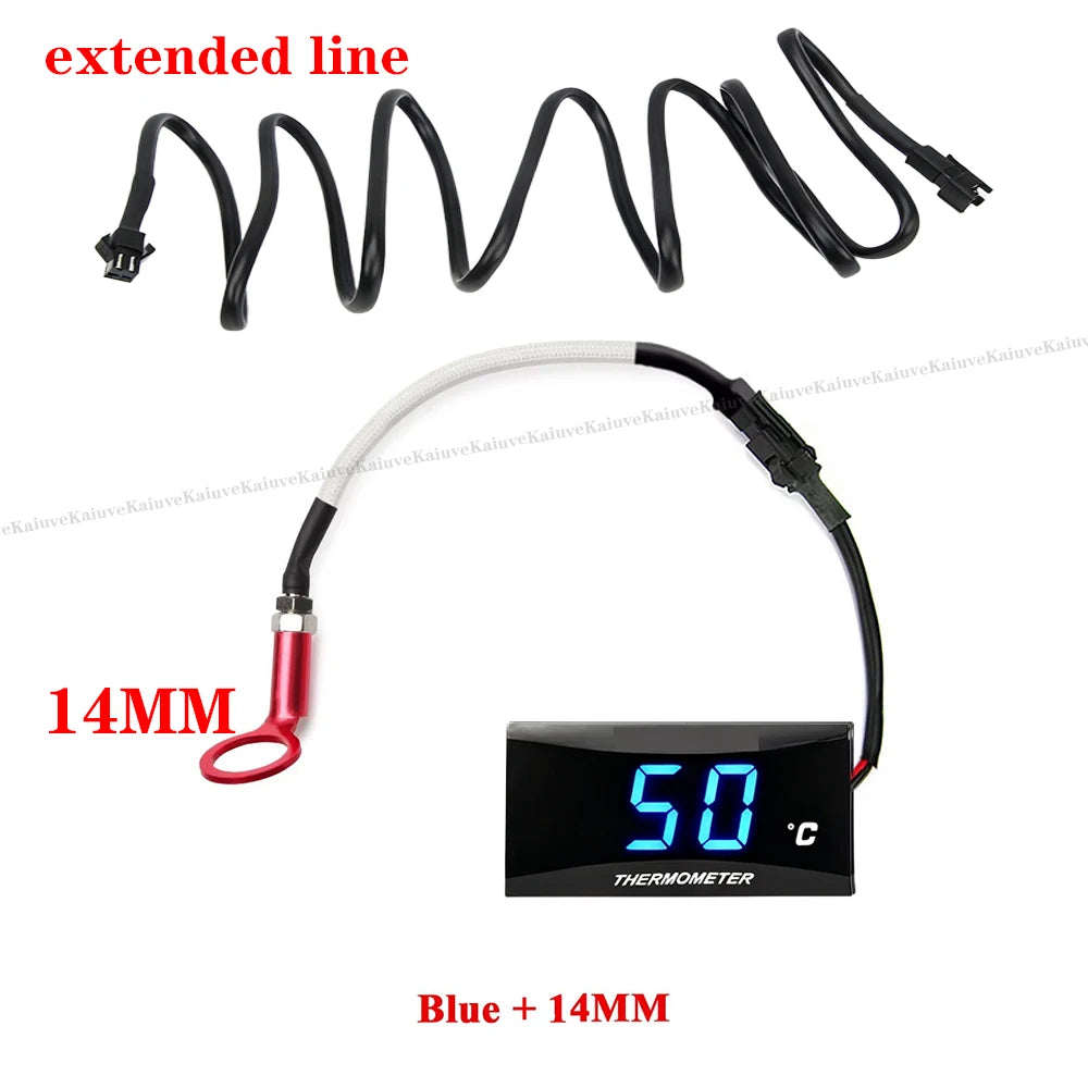 Blue Universal Cylinder Head Temperature Digital Gauge Mini Square Motorcycle Sensor For NMAX125 XMAX250 300