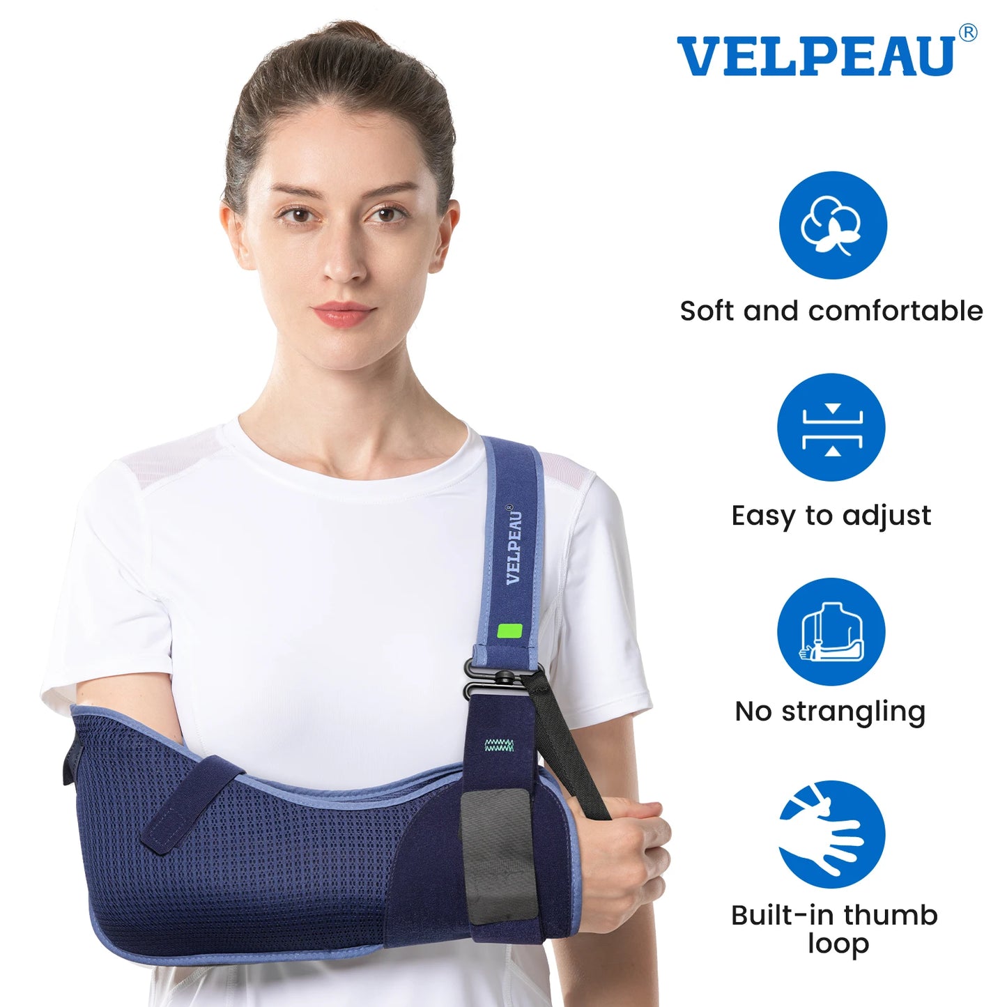 VELPEAU Arm Sling for Rotator Cuff Injury, Broken Hand and Elbow Dislocation, Medical Shoulder Immobilizer Fits Left & Right Arm