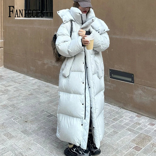 Пуховики Winter Thicken Warm Women Parkas Outwear Hooded Coat 2026 New Long Down Jacket Korean Loose Cotton Coat 여성 겨울코트 roupas