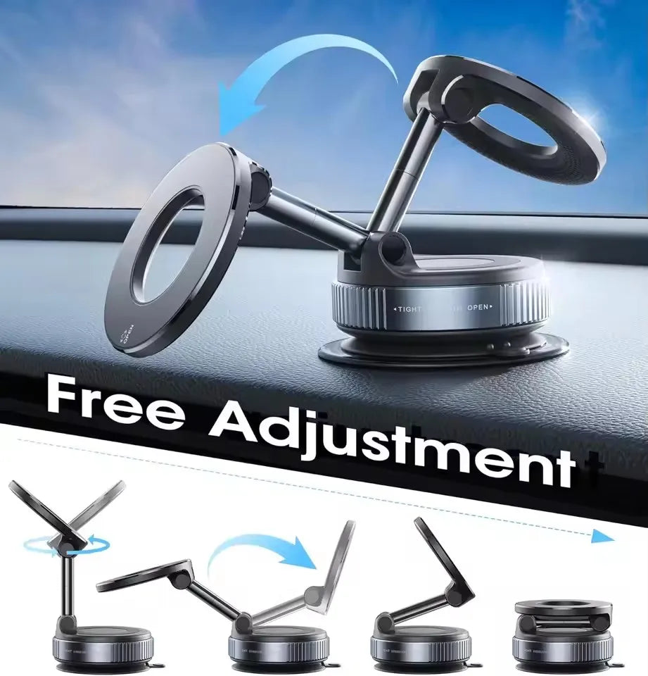New Folding Strong Magnet Magnetic Phone Holder 360° Rotation Desk Car Vacuum Suction Windshield Dashboard Mobile Holder