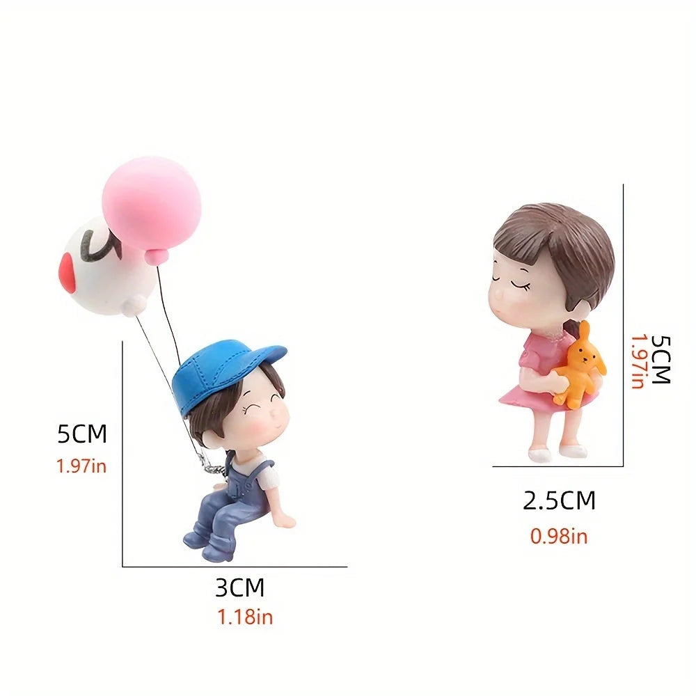 1PC Car balloon couple ornament, in car couple balloon pendant, car cartoon figurine decoration, home ornament for girls