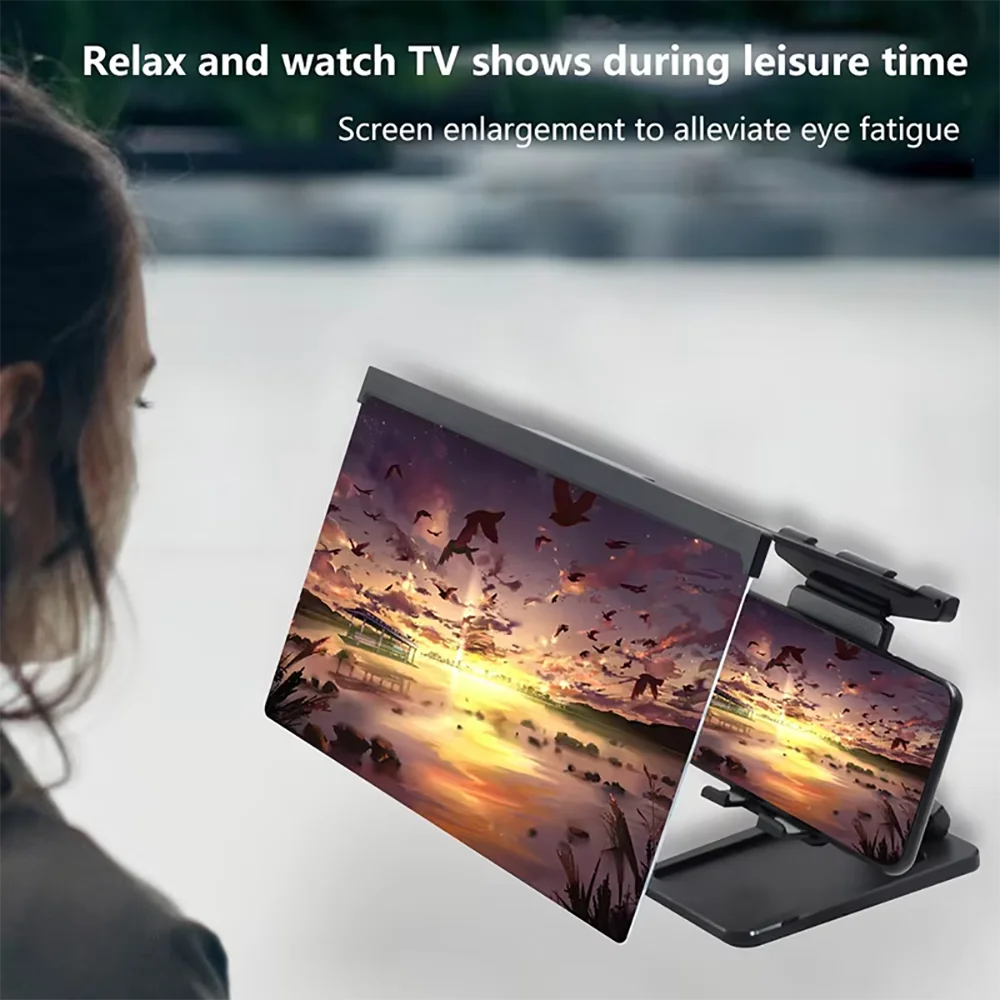 12 Inch HD Video Amplifier Enlarged Screen Bracket Phone Screen Amplifier Removable Phone Stand Magnifying Glass Stand Magnifier