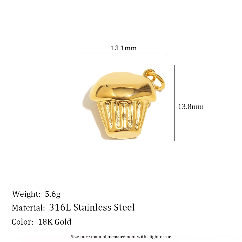 E.B.belle Summer Food Ice Cream Cake French Fries 18K Gold Plated Pendant Charms For Jewelry Making DIY Jewelry Accessories