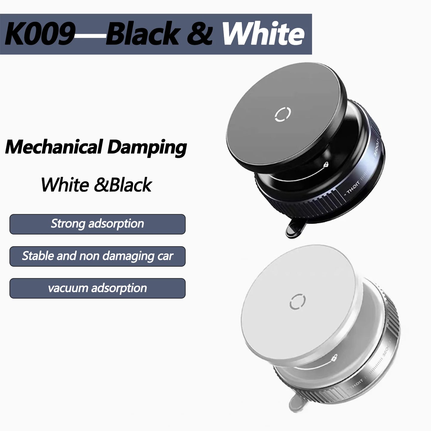 K007/K009 Strong Magnetic Car Phone Holder Foldable Design 360° Adjustable Vacuum Mount for Car/Desk/Bathroom/Universal Use
