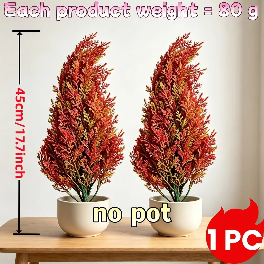 2PC Autumn Red Juniper Artificial Tree Freezes The Romantic Autumn Scenery All Year Round for Desks, Entryways 2026
