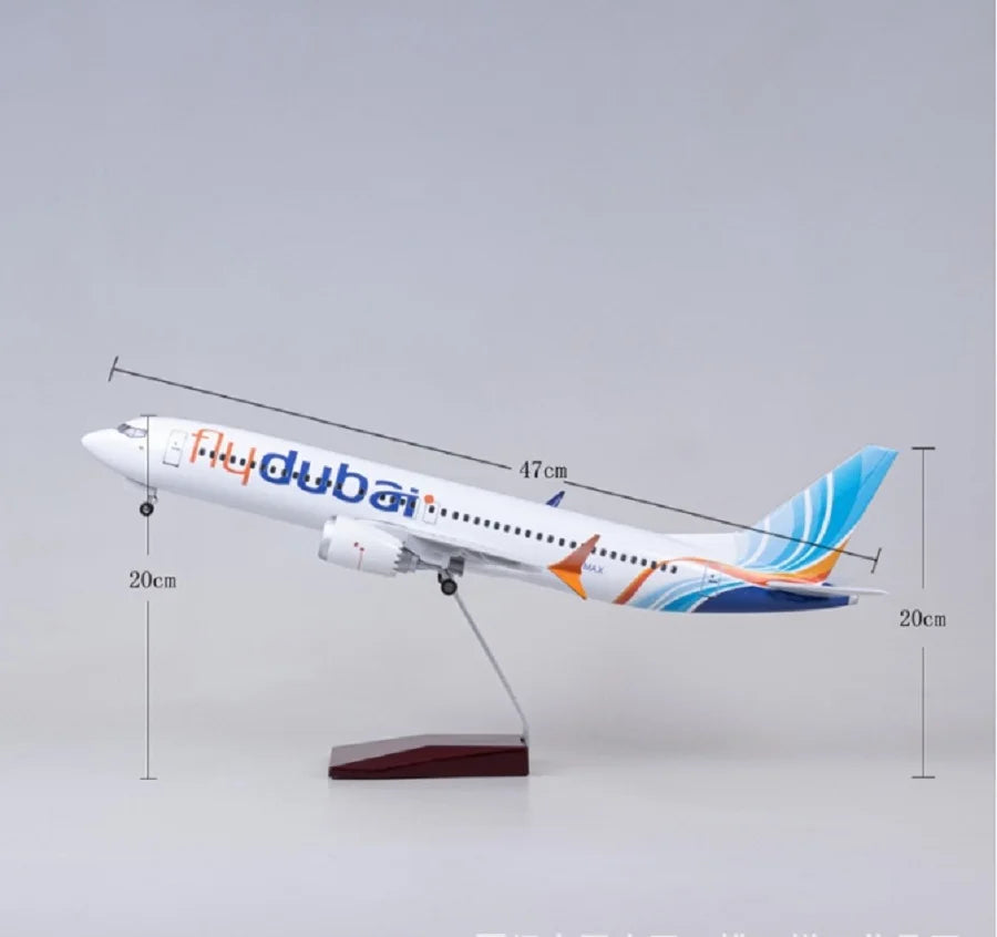 Diecast Souvenir Model 47CM B737 Airways Resin Dubai Airplane With Light Toys Airline Collection Gifts Plane Toys For Kids