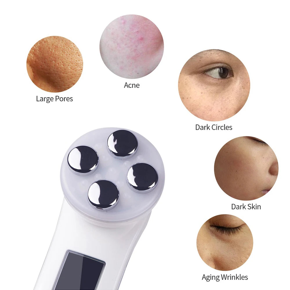 5 In 1 Home Facial Beauty Device Mesotherapy Electroporation RF Radio Frequency Facial LED Photon Skin Care Beauty Device Face Lifting Tighten
