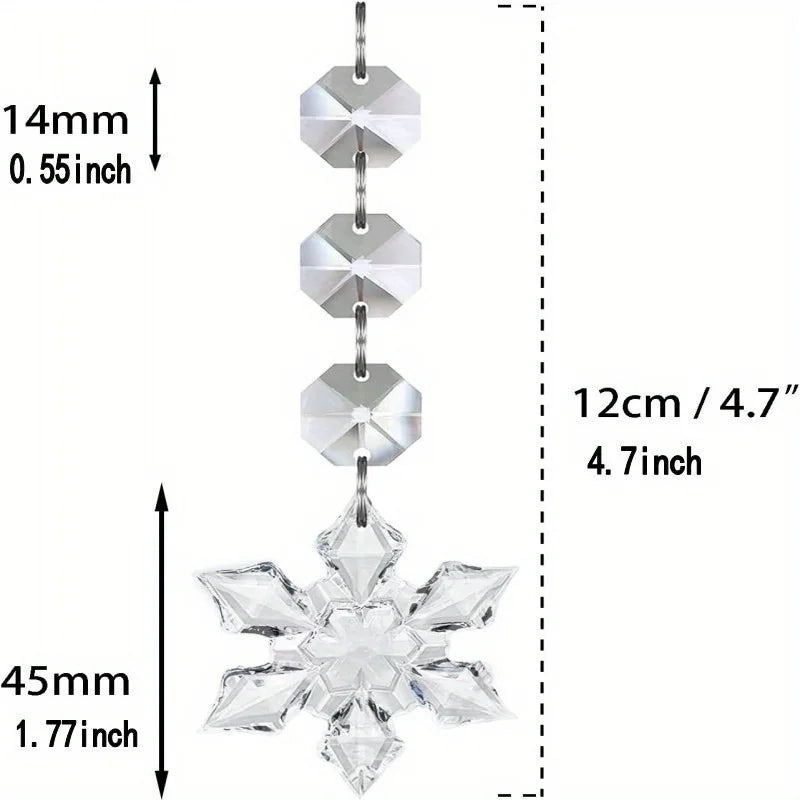 10PCS Snowflake Crystal Christmas Ornaments for Christmas Tree Decorations, Hanging Clear Acrylic Snowflake Ornaments
