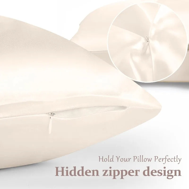 2PCS 100% Natural Mulberry Silk Pillowcase, Real Silk Bedding Cover for Hair & Skin Protection, Any Size Customizable