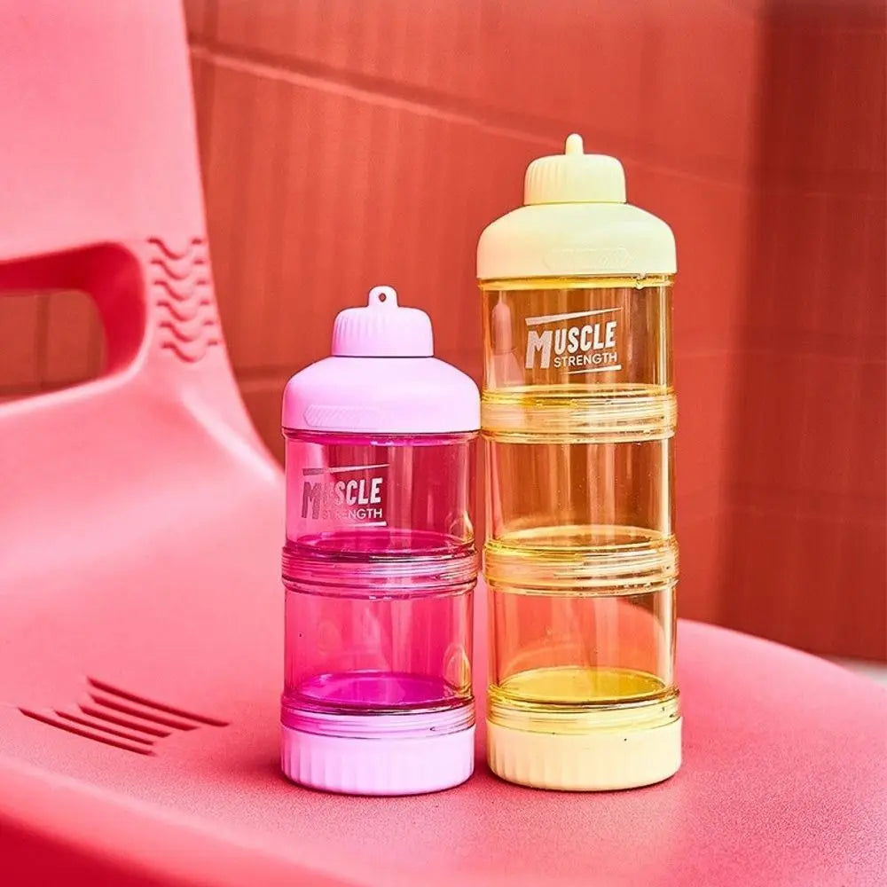 High Quality 1/2/3 Layer Protein Powder Box Portable Plastic Medicine Box with Mountaineering Buckle Layered Storage Snack Can
