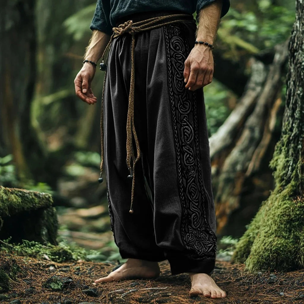Men's Viking Retro Nordic Tree of Life and Raven 3D Printed Casual Straight-Leg Summer Beach Pants. S-5XL
