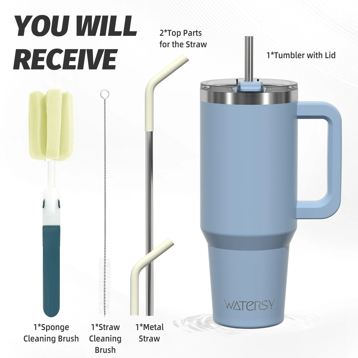 WATERSY 20oz/591ml Tumbler with Handle, Leak-proof Insulated Cup, Stainless Steel Vacuum Thermal for Coffee, Car, Travel
