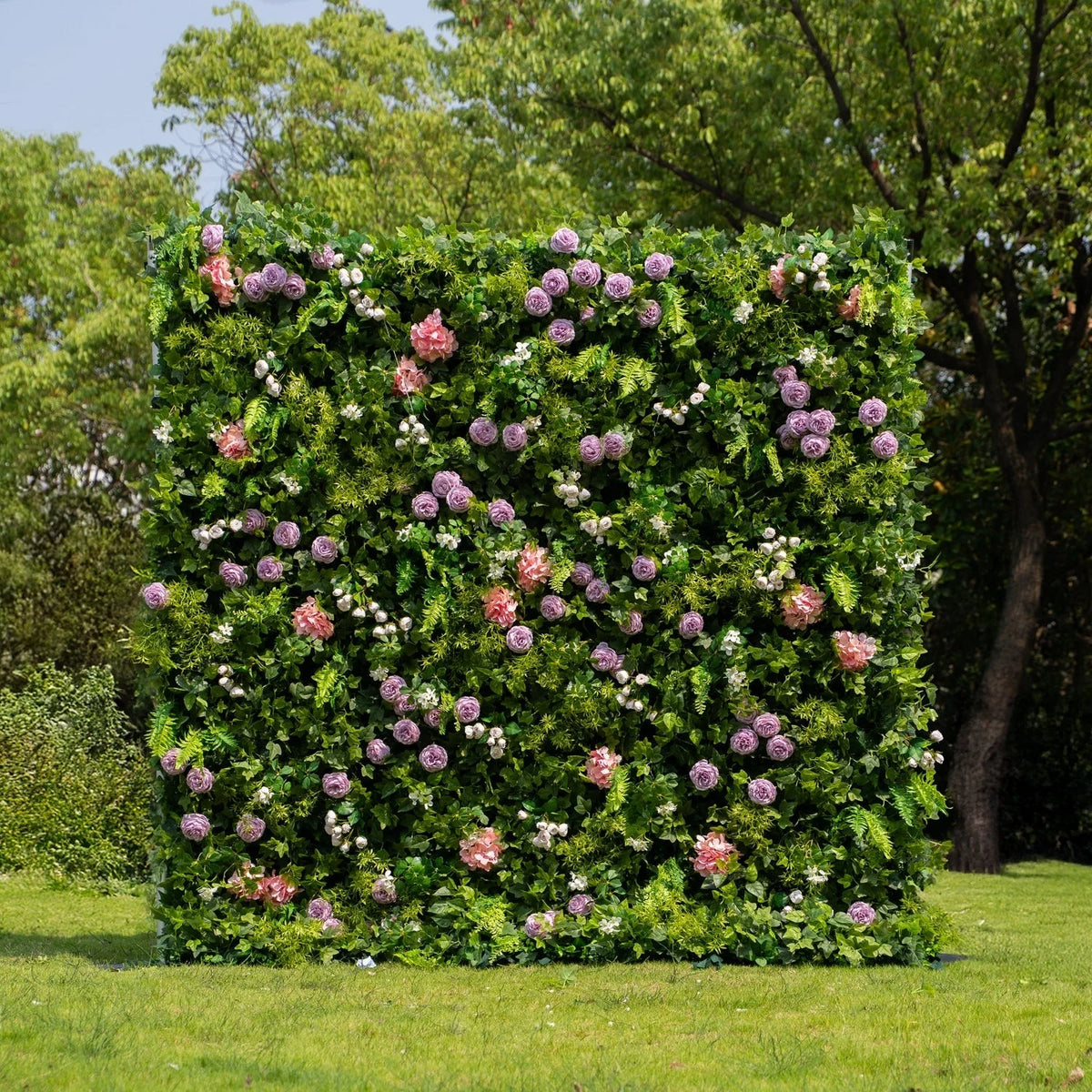 Uflower Artificial Flower Wall Roll-Up with Green Leaves Fabric Floral Backdrop for Wedding Event Party Decorations Curtain