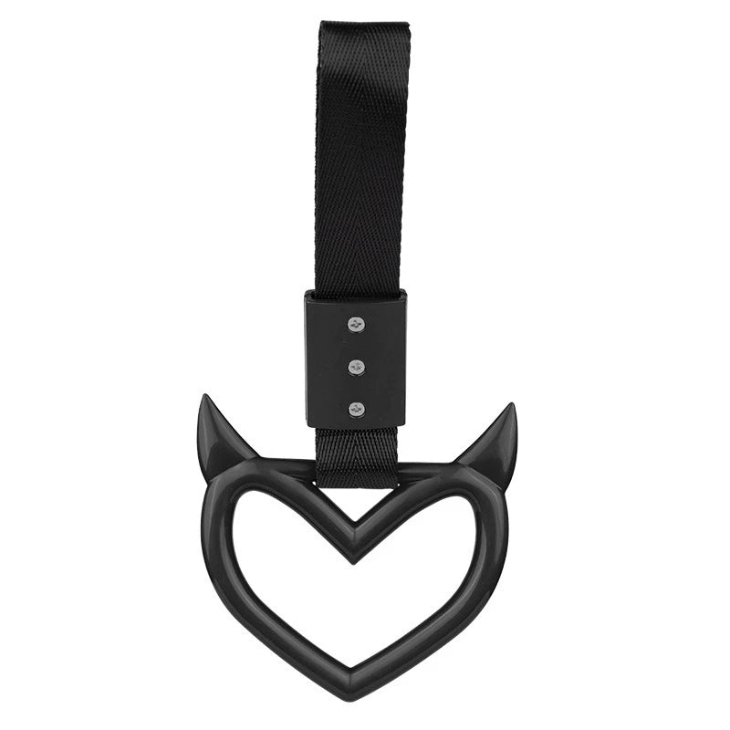 1pc Car Magic Heart Handle Hanging Ring Car Rear Interior Hand Pull Ring Bumper Warning Hanging Ring
