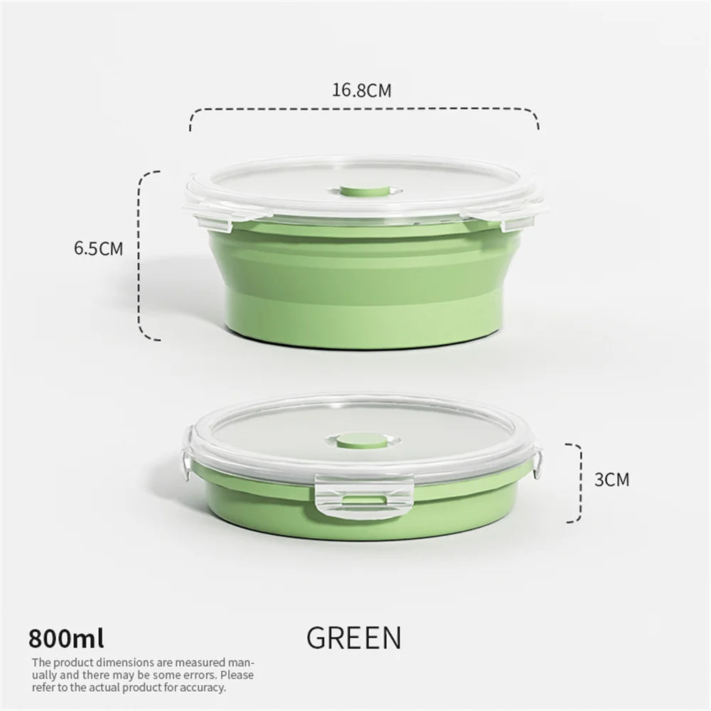 Collapsible Food Storage Container with Lid Portable Silicone Food Container Microwave Freezer Safe Lunch Box