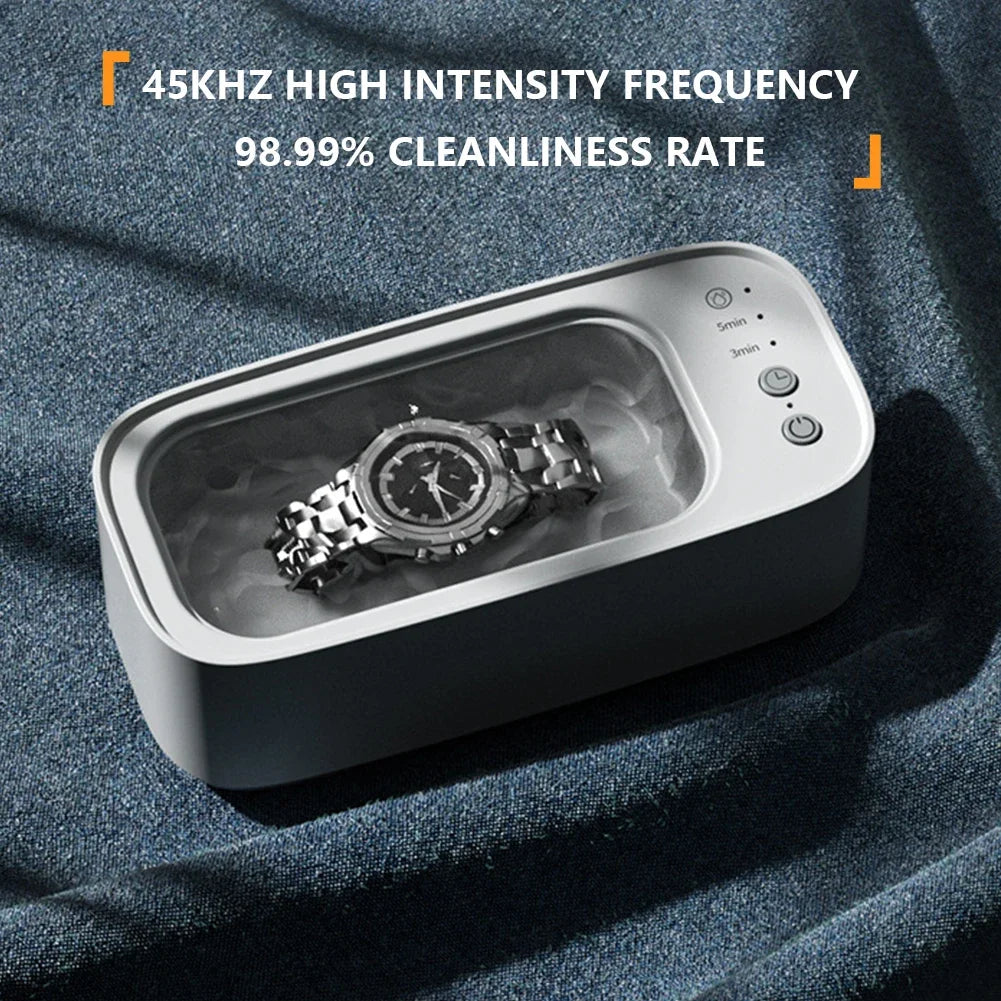 Ultrasonic Jewelry Eyeglasses Watches Cleaner 3 Gear Cleaning Machine for Makeup Brush Necklace Vibration Mini Washing Machine