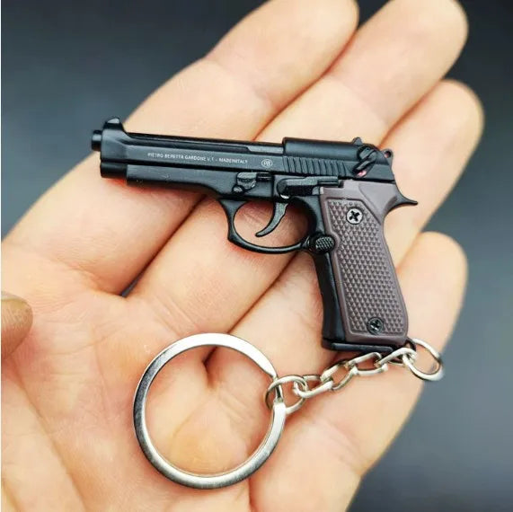 2026 Tactical Pistol Keychain-1:4 Alloy Gun Model with Tassels&Clear Cover, Sporty Keyring Bag Pendant Gift for Men Mini Pendant