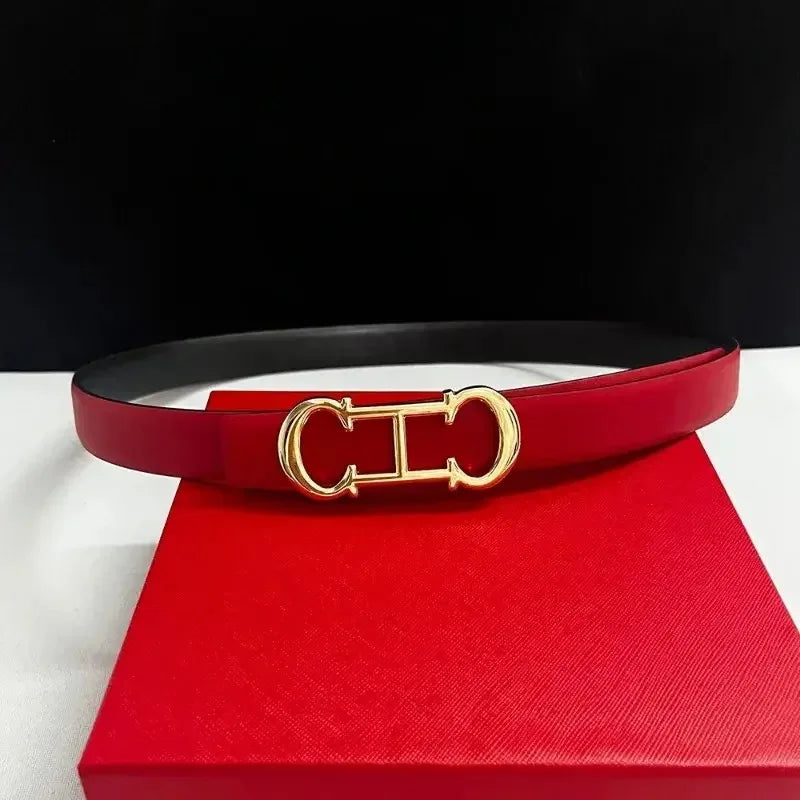 New Designed 25mm Women's Belt with Elegant Gold Letter buckle,Suitable for Daily Multifunctional Jeans Decoration Fashion belt
