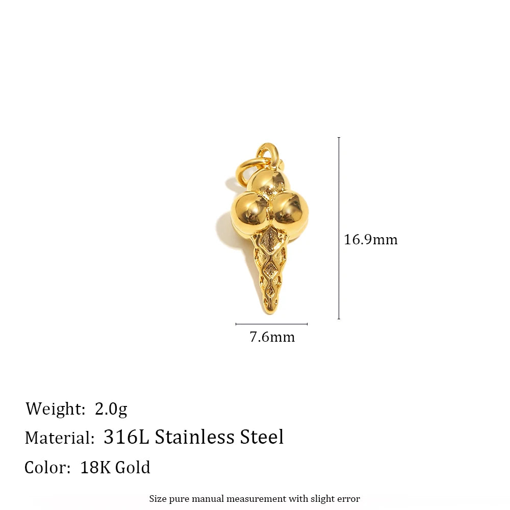 E.B.belle Summer Food Ice Cream Cake French Fries 18K Gold Plated Pendant Charms For Jewelry Making DIY Jewelry Accessories