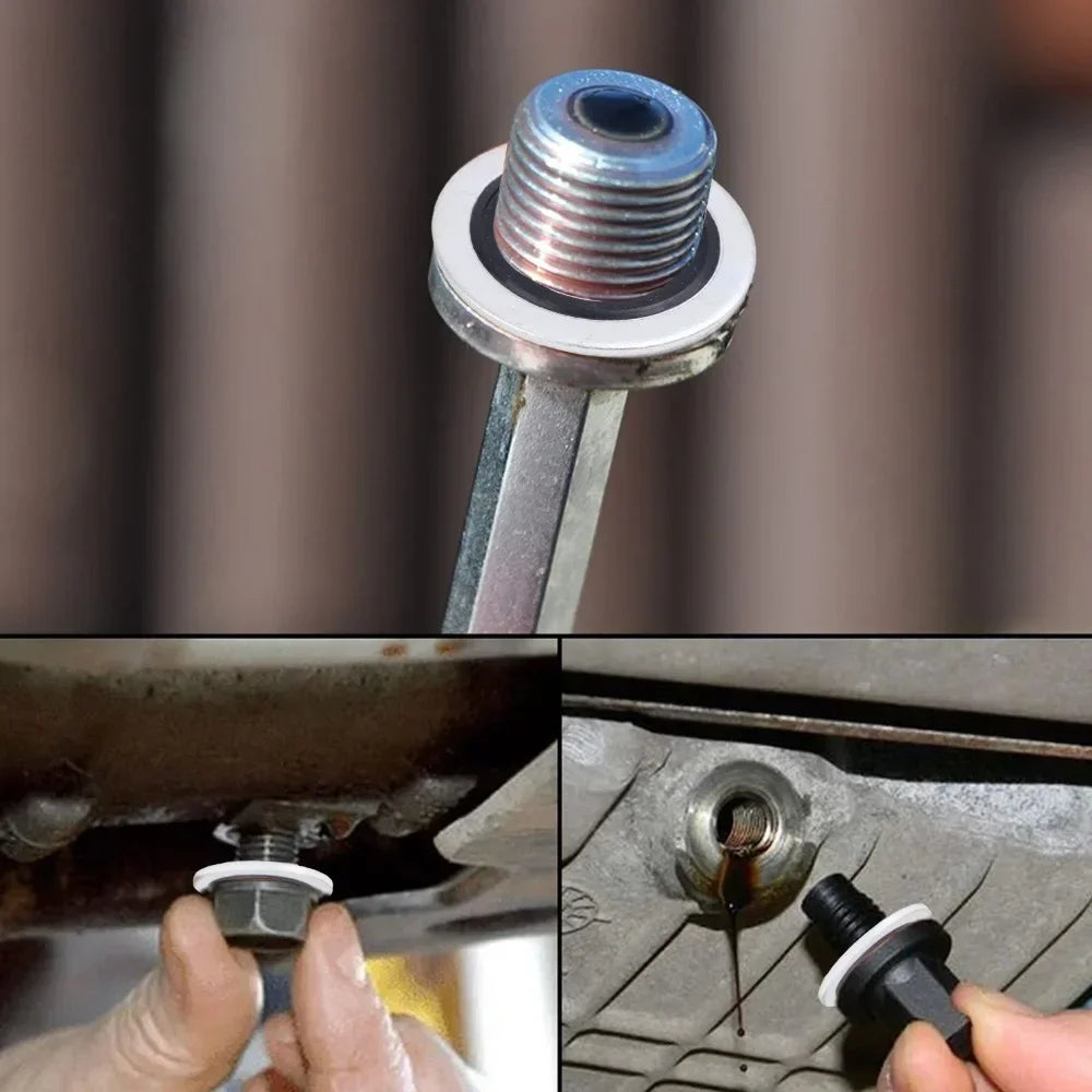 Car Oil Pan Drain Plug Aluminum Alloy Fluororubber Sealing Ring Gasket For Renault Bonded Seal Washer Car Accessories 110265505R