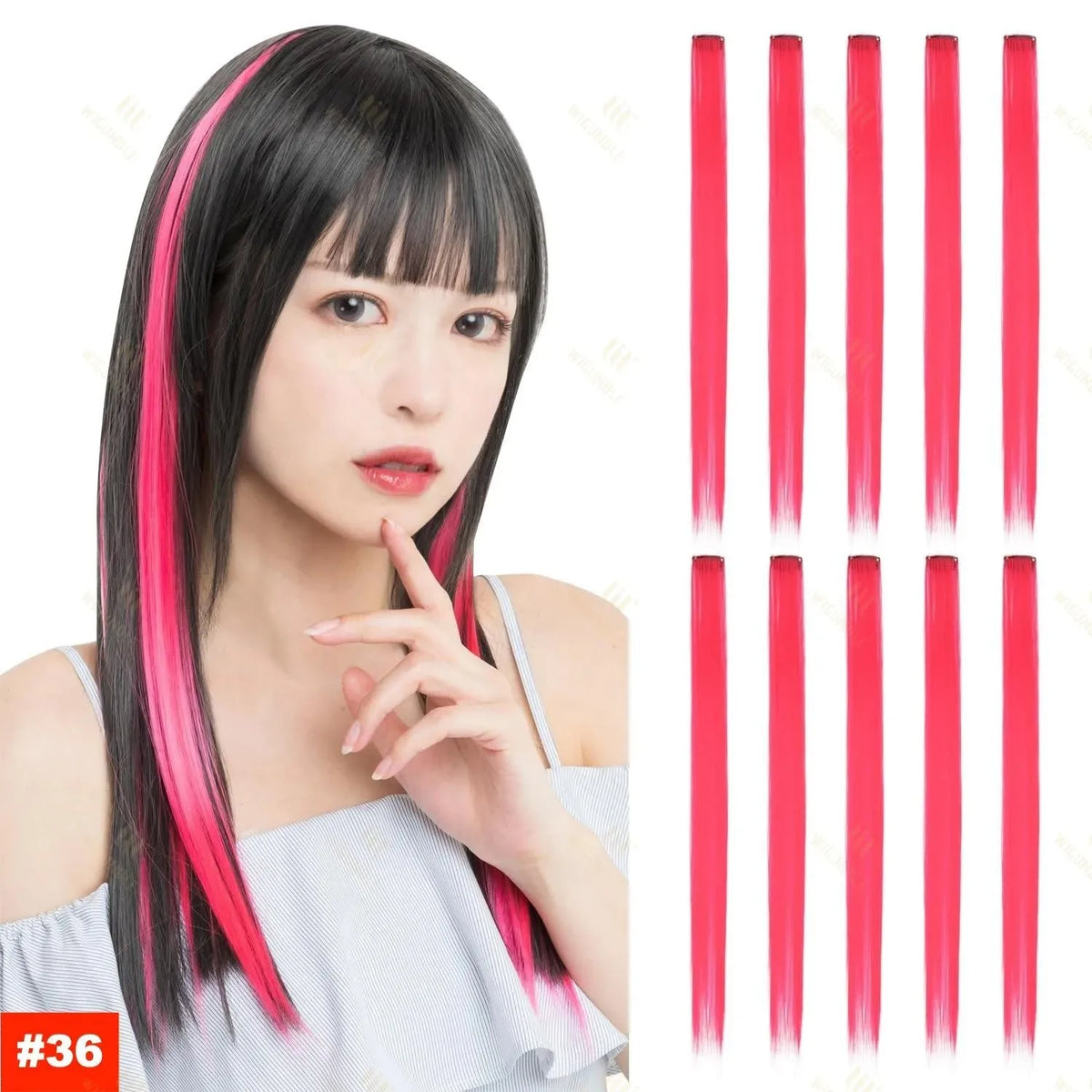 1 5 11 Pcs/lot Clip in Hair Extensions Multi-Colors Highlights Synthetic Hair 22 inch Rainbow Hairpieces for Girls Women Kids