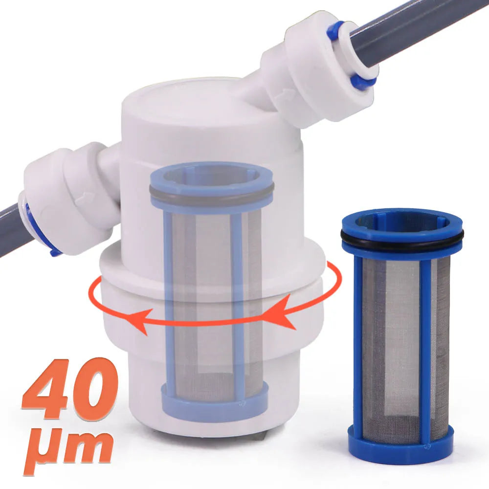 40μm 1/4" 4/6mm Mini Prefilter w/ Stainless Steel Filter Screen Slip Lock Quick Connect Garden Irrigation Misting Cooling System