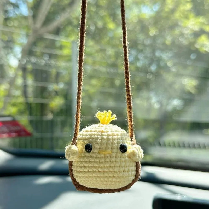 1 PC New Handmade Knitted Charms Cute Frog, Penguin,Duck,Chick ,Rabbit Animal Car Charms Car Decoration Cute Car Accessories