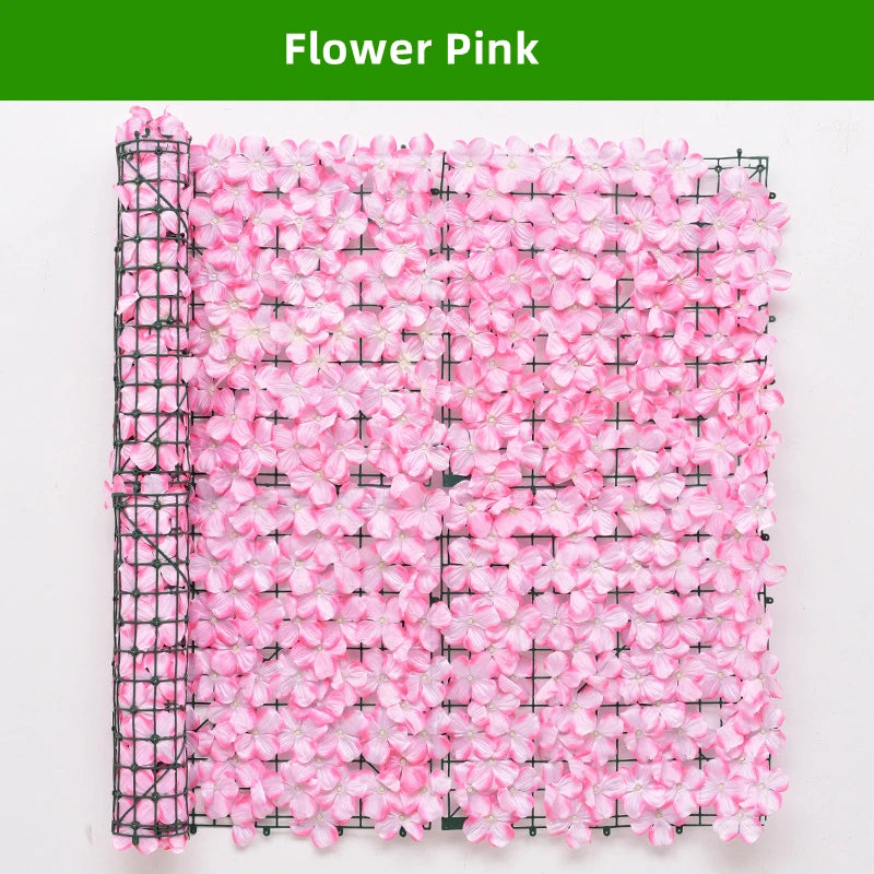 Artificial Flower Wall Panels 2x0.5m Flower Garden Fence Floral Hedge Wall Panels for Wedding Backdrop Garden Balcony Decor