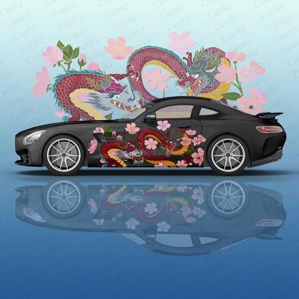 dragon animal Car Decal Protective Film Vinyl Itacar Racing Side Graphics Wrap Accessories Spray Paint Car Stickers