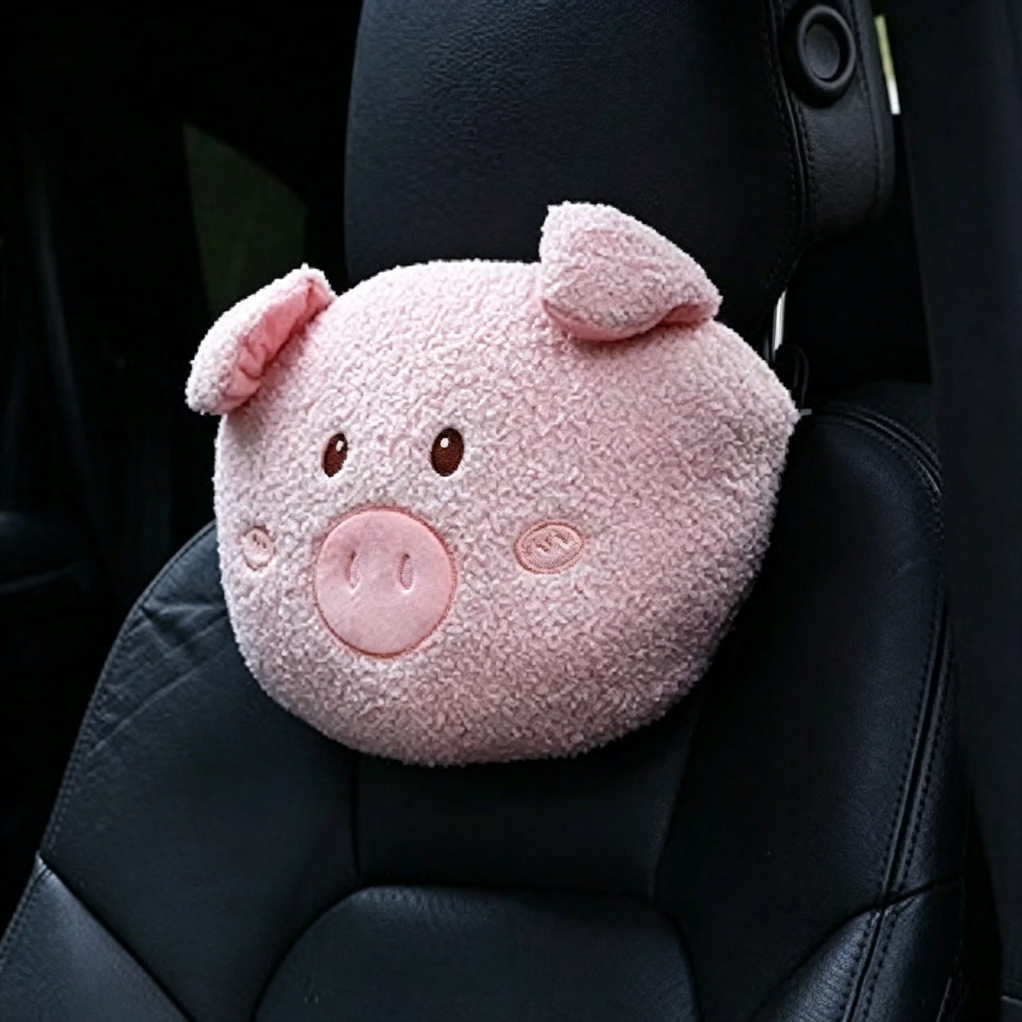Comfortable Soft Pink Plush Car Headrest Lumbar Support Cartoon Bowknot Car Waist Neck Pillow Car Interior Decoration For Winter