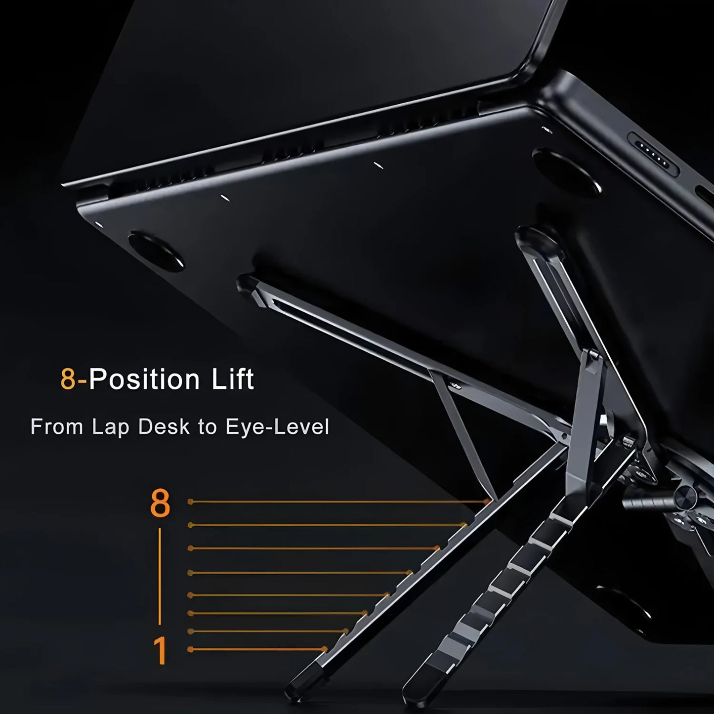 ABS Plastic Desktop 3IN1 Foldable Laptop Stand for Macbook iPad Handheld Magnetic Phone Holder for iPhone Rotate Tripod Bracket