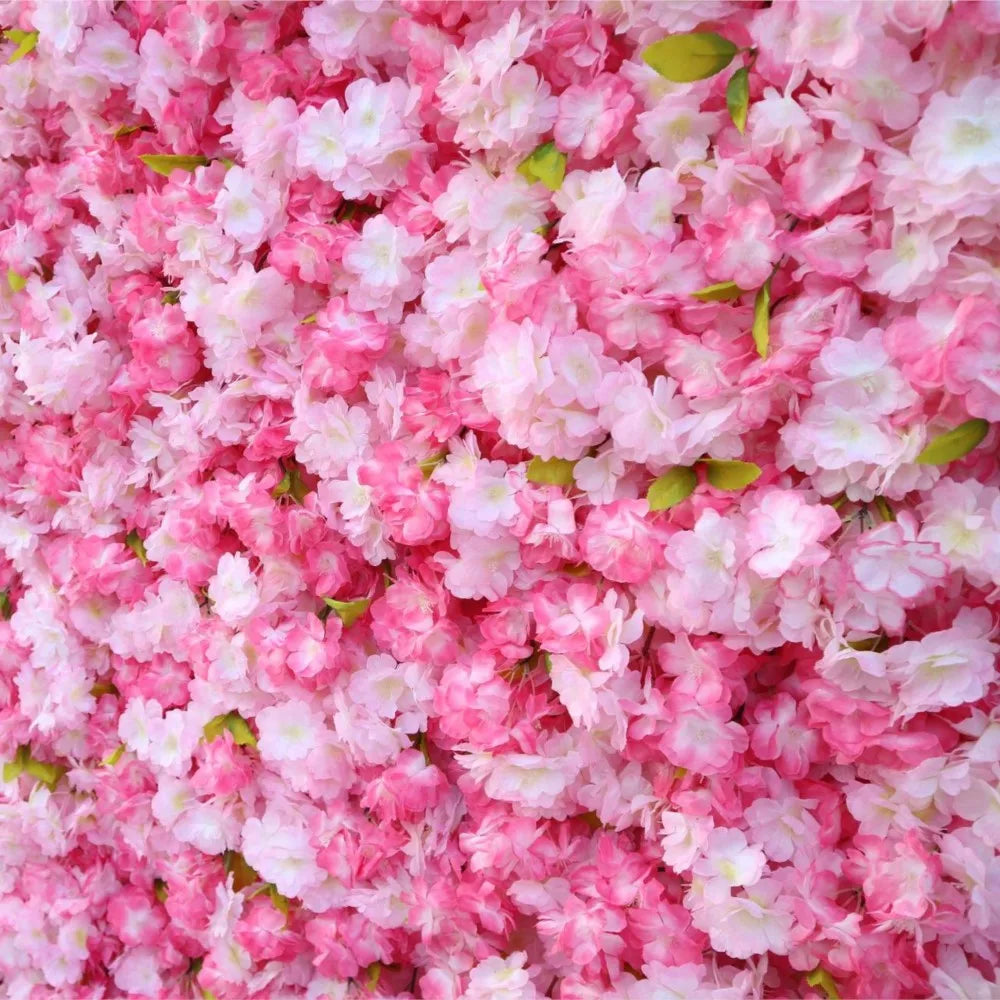 Uflower Pink Cherry Blossom 5D Cloth Flower Wall Wedding Backdrop Fabric Hanging Curtain Floral Window Display Party Event Props