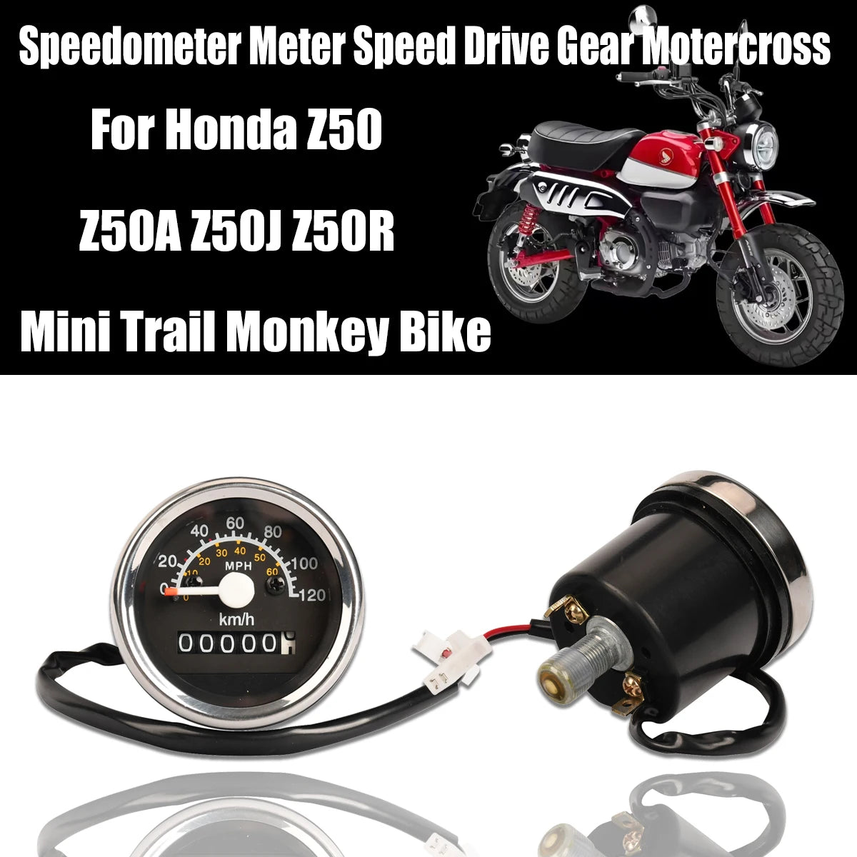 Motorcycle Monkey Bike Z50 Parts For Honda Z50 Speedometer Meter Speed Drive Gear Motercross 0-120km/h
