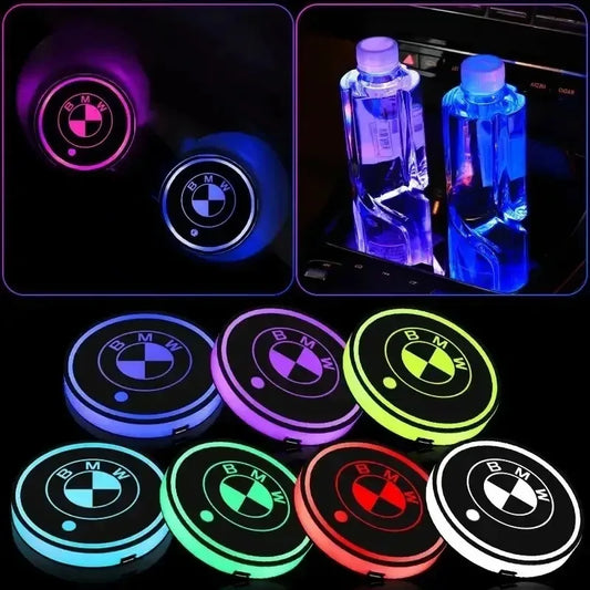 7 Color Car Cup Holder Light Luminous Coaster Water Cup Pad Accessories For BMW E46 E60 E90 E39 E87 E36 E92 E70 E91 X3 X5 X1 X2