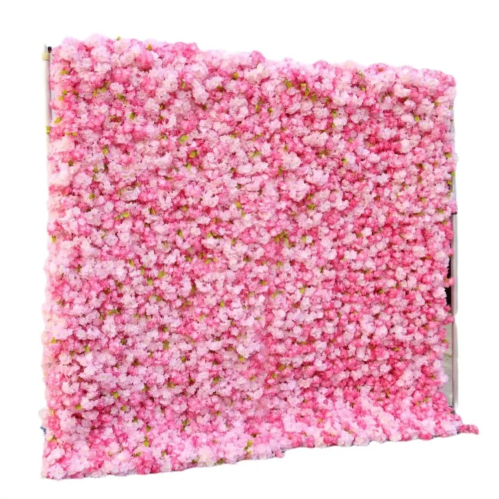 Uflower Pink Cherry Blossom 5D Cloth Flower Wall Wedding Backdrop Fabric Hanging Curtain Floral Window Display Party Event Props