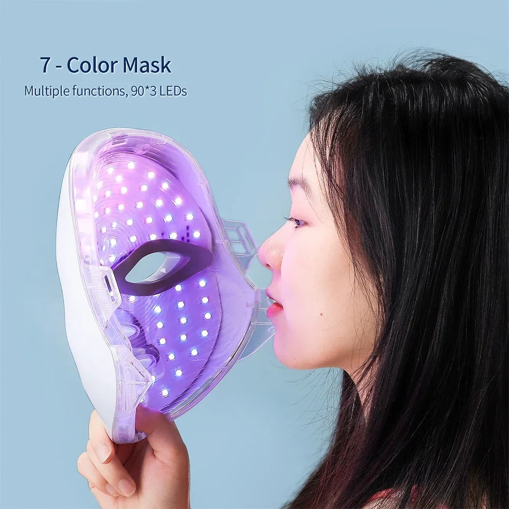 Face and Neck Beauty Machine LED Facial Mask Photon Neck Mask with 7 Colors Skin Care Massager